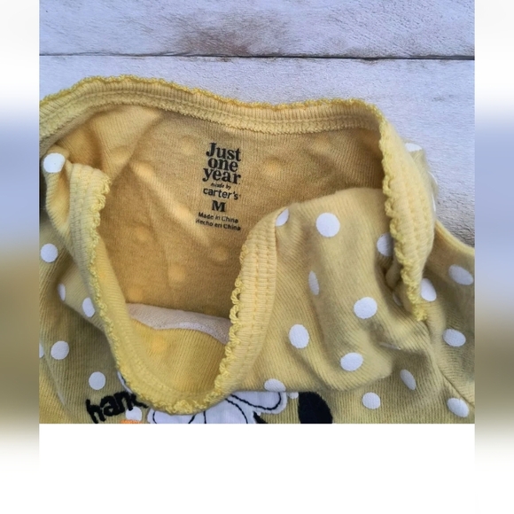 Carter's Baby Girl Polka Dot One Piece With Denim Shorts Yellow Blue Size 6 Mos - Picture 5 of 6